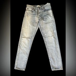 NWOT Moussy Vintage Jeans Maverick Tapered Button Fly Light washed Disressed 25